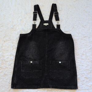 Black Denim Overall Dress